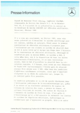 Presseinformationen  3. Februar 1986 (Französisch)