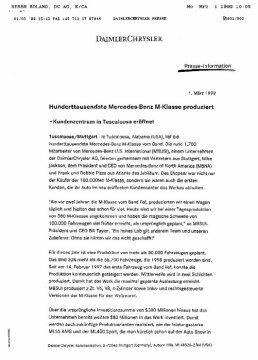 Presseinformationen 1. März 1999