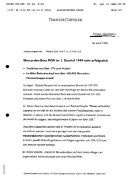 Presseinformationen 14. April 1999