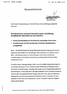 Presseinformationen 26. Oktober 1999