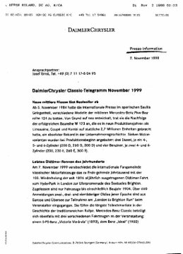 Presseinformationen 2. November 1999