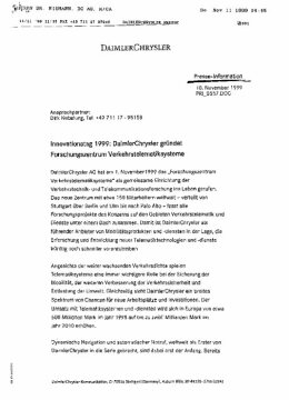 Presseinformationen 10. November 1999