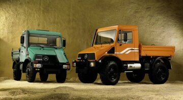 Mercedes-Benz Unimog Typen U 90, U 110 und U 140 aus dem Jahr 1992.