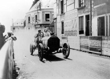 Großer Preis von Frankreich (La Sarthe), 26. - 27.06.1906. Mariaux (Startnummer 6B) mit einem 120 PS Mercedes. Mariaux belegt im Gesamtergebnis den 11. Platz.