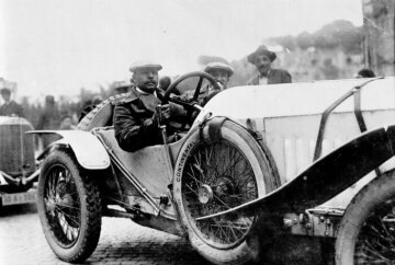 Targa Florio 02.04.1922. Otto Salzer und Beifahrer August Grupp auf Mercedes 115 PS Grand-Prix-Rennwagen Typ 1914.