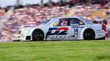 Racing Festival on the Hockenheim Motodrome (1st + 2nd race), April 23rd 1995. Winner Bernd Schneider (start number 14) in an AMG Mercedes C-Class racing touring car.