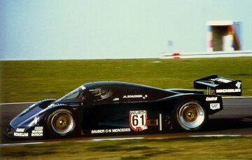 Fourteenth Int. ADAC-Bilstein Super Sprint on the Nürburgring, September 20, 1987. The winner Jean-Louis Schlesser (start number 61) with a Sauber-Mercedes C 9 group C racing sports car.