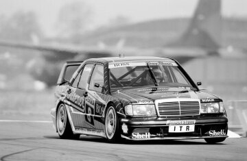 Wunstorf airfield race (1st + 2nd runs), June 9th 1991. Klaus Ludwig (number 8) takes third place in the overall standings in an AMG Mercedes-Benz 190 E 2.5-16 Evolution II racing touring car.