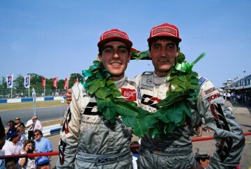 Donington Gold Cup (ITC), (1. + 2. Lauf), 09.07.1995. Sieger Bernd Schneider (rechts) und der Zweite Dario Franchitti.