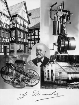 Fotomontage, Gottlieb Daimler mit Unterschrift.