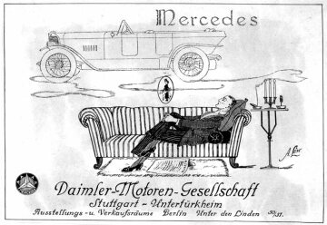 Werbeanzeige Daimler-Motoren-Gesellschaft: "Mercedes", Motiv: Mercedes 16/45 PS Knight Tourenwagen, Künstler: A. Löw
