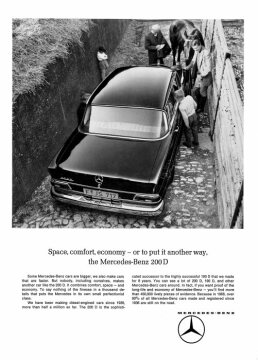 Advertising Mercedes-Benz: "Space, comfort, economy - or to put it another way, the Mercedes-Benz 200 D", Mercedes-Benz Typ 200 D