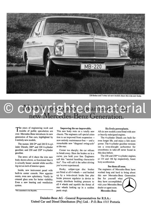 1988M3293 Advertising Passenger Cars 1968