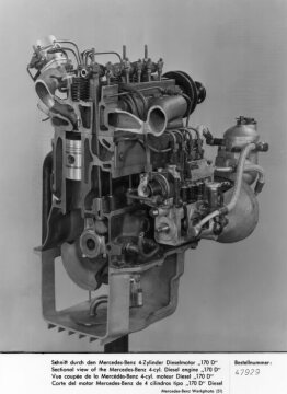 Schnitt durch den Mercedes-Benz 4-Zylinder-Dieselmotor des Mercedes-Benz 170 S
1949 - 1950