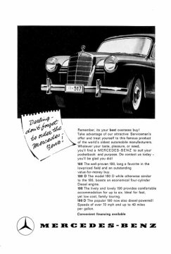 Advertising Mercedes-Benz: "Darling - don' t forget to order the Mercedes-Benz!", Mercedes-Benz type 180, 180 D, 190, 190 D