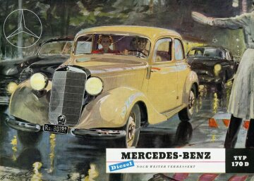 Mercedes-Benz 170 Da Limousine, 1950-52; Titelseite des Prospekts von 1950 mit einer Zeichnung von Walter Gotschke