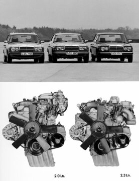 Mercedes-Benz Baureihe 123
Vierzylinder-Motoren (200, 200 T, 230 E, 230 CE, 230 TE)
Bild links 200 T
Bild rechts 230 E
