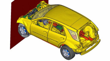 Mercedes-Benz M-Klasse, Baureihe 164, 2004, Karosserie und Sicherheit, Crashtest mit Dummies. Die strukturelle Sicherheit bei den unterschiedlichen Aufprallvarianten vom frontalen Offset-Crash bis zum Seitenaufprall wurde mithilfe leistungsfähiger Computersimulation berechnet und bei zahlreichen Praxistests unter Beweis gestellt.