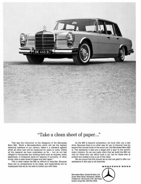 Advertising Mercedes-Benz (Great Britian) Ltd.: "Take a clean sheet of paper ...", Mercedes-Benz type 600