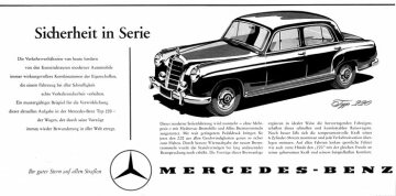 Werbeanzeige Mercedes-Benz: "Sicherheit in Serie", Mercedes-Benz Typ 220