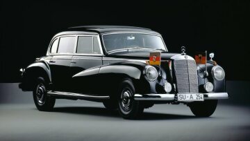 In 1951, the Mercedes-Benz 300 was the largest and fastest series-produced car made in Germany. It soon became the most popular luxury car for kings, statesmen and industrial magnates. The 300 was nicknamed "Adenauer Mercedes" as the first German chancellor favours this model. The design was a mixture of traditional pre-war shapes and the modern "pontoon" shape. The vehicle shown in the picture can today be seen at the museum of German history, the "Haus der Geschichte der Bundesrepublik Deutschland" in Bonn.