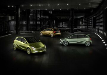 Mercedes-Benz Concept BlueZERO: Modulares Konzept für Elektromobilität - 
E-Cell (ALU-BEAM gelb) - F-Cell (ALU-BEAM blau) - E-Cell Plus (ALU-BEAM orange)

