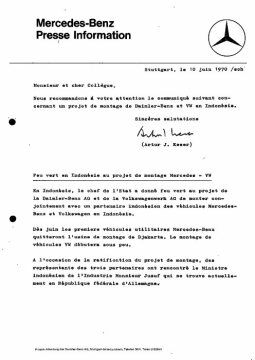 Presseinformationen 10. Juni 1970 (Französisch)