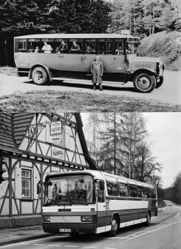 Mercedes für alle
oben: klassischer Omnibus aus den zwanziger Jahren
unten: Mercedes-Benz O 303 KHP