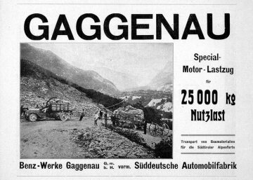 Benz-Werke Gaggenau GmbH advertisement: "Special-purpose motorized semitrailer tractor for 25,000 kg payload".