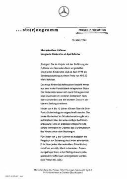 Presseinformationen 18. März 1994