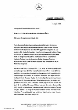 Presseinformationen 19. April 1994