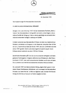 Presseinformationen 24. November 1995