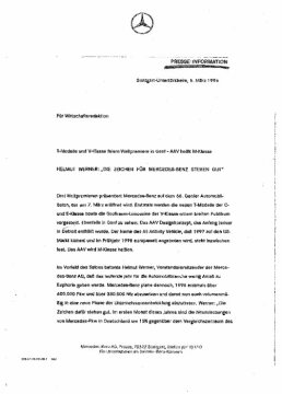 Presseinformationen 5. März 1996