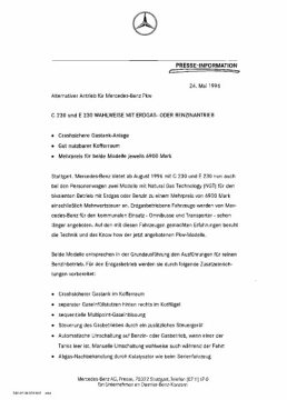 Presseinformationen 24. Mai 1996