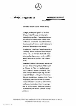 Presseinformationen 9. Juni 1993