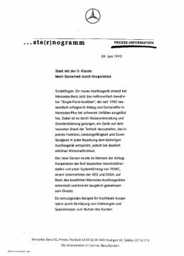 Presseinformationen 9. Juni 1993