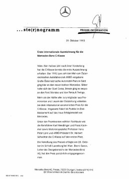 Presseinformationen 29. Oktober 1993