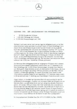 Presseinformationen 17. Dezember 1996