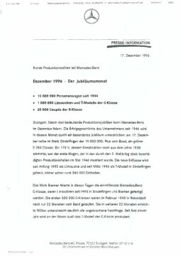 Presseinformationen 17. Dezember 1996