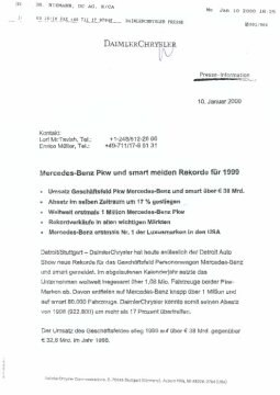 Presseinformationen 10. Januar 2000