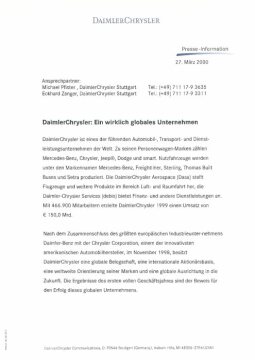 Presseinformationen 27. März 2000