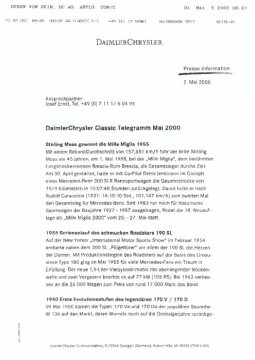 Presseinformationen 2. Mai 2000