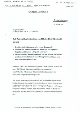 Presseinformationen 5. Januar 2001