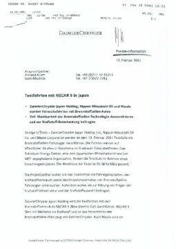 Presseinformationen 13. Februar 2001