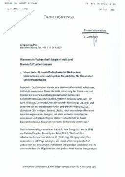 Presseinformationen 2. März 2001