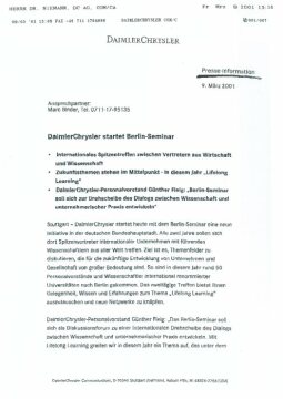 Presseinformationen 9. März 2001