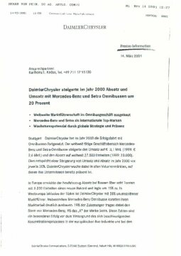 Presseinformationen 14. März 2001