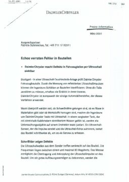 Presseinformationen 16. März 2001