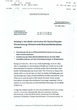 Presseinformationen 20. März 2001