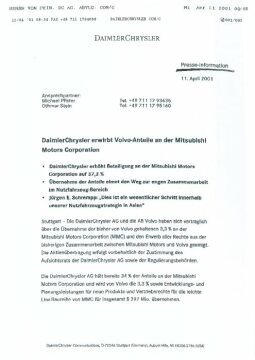 Presseinformationen 11. April 2001